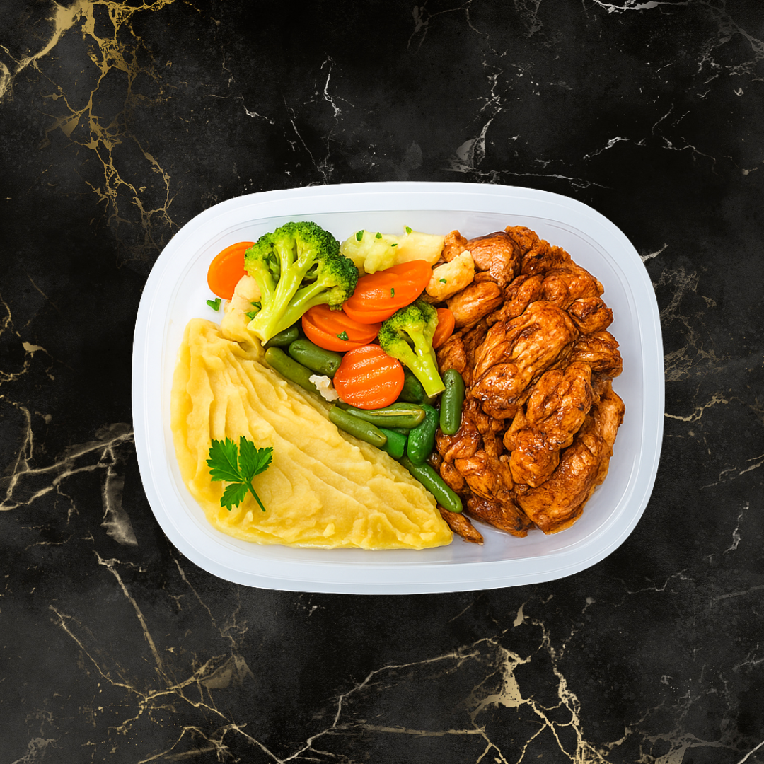 Men's Weight Loss - Sliced BBQ Chicken, Sweet Potato Mash and Country Vegetables