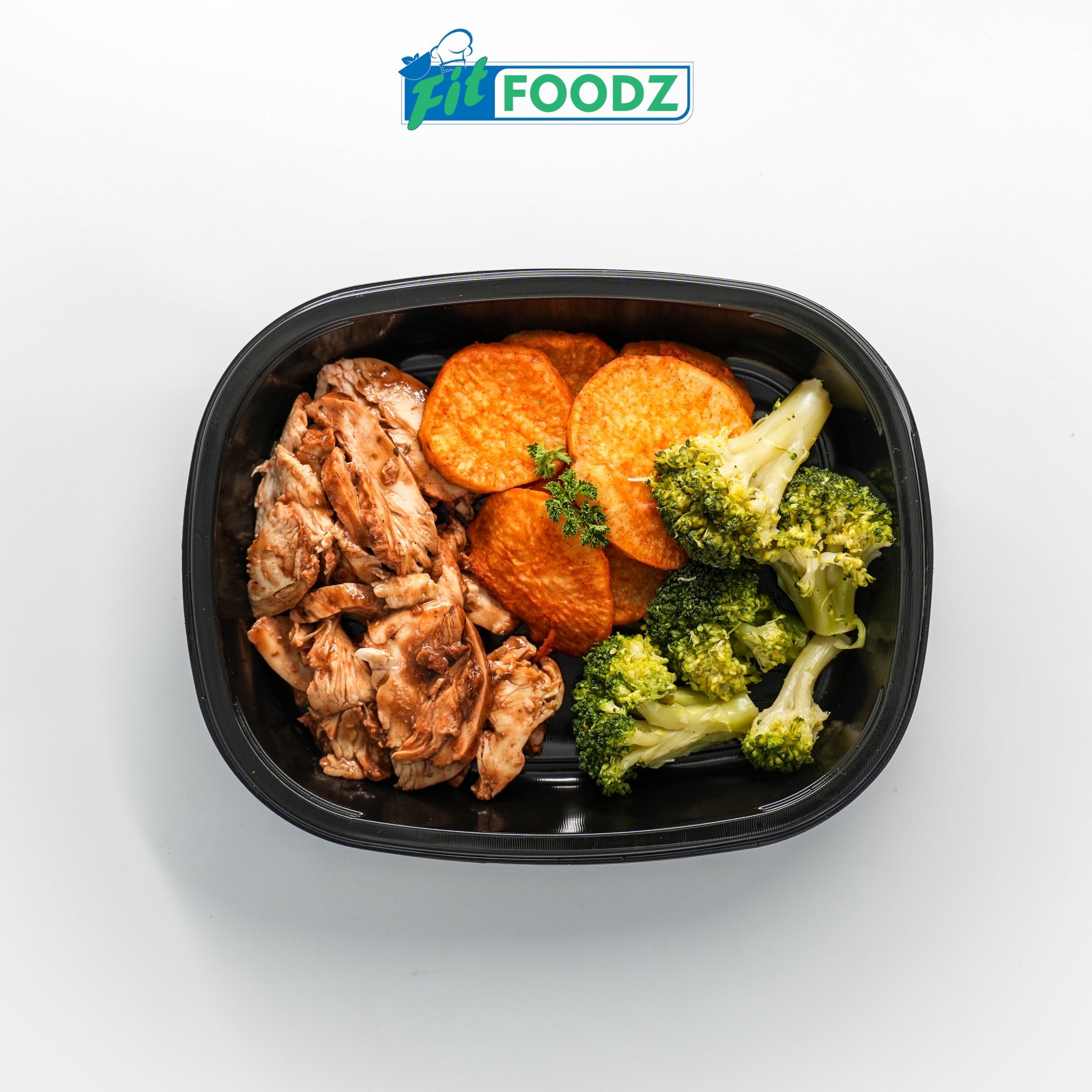 BBQ Shredded Chicken Fillet, Roasted Paprika Sweet Potato and Broccoli