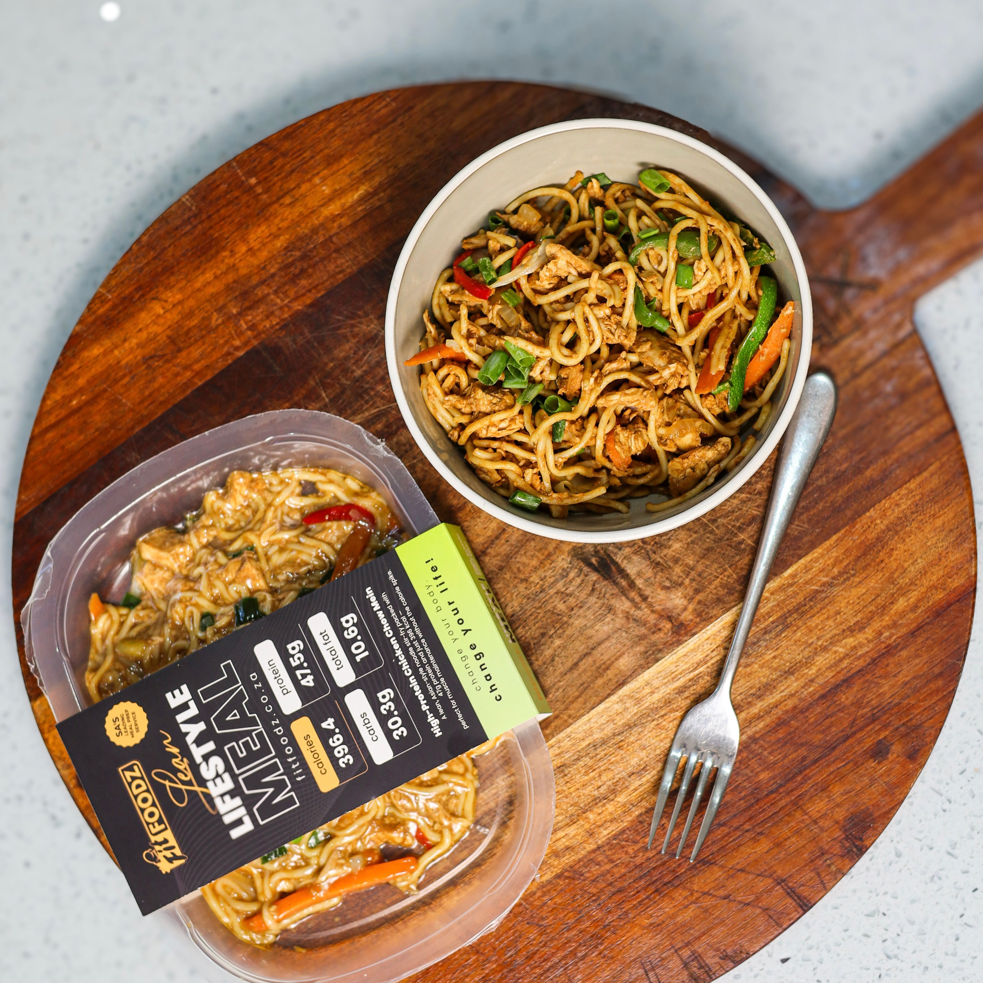 High-protein chicken chow mein